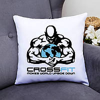 Подушка декоративная с принтом "Crossfit makes world upside down" Push IT Белый Кавун П000633 z115-2024