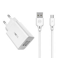 Комлект зарядного устройства WK WP-U56a Maxspeed 2A 2USB USB Type C EU Белый PZ, код: 8405197