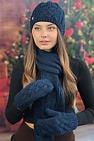 Комплект «Камелия» (шапка, шарф, рукавицы) Braxton джинсовый 56-59 z115-2024