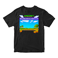 Футболка черная с принтом онлайн игры Minecraft "Love thes scenery Minecraft Майнкрафт" Кавун 86 см