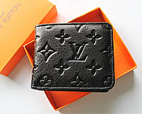 Мужской подарочный набор - ремень и кошелек с тиснением Louis Vuitton black Отличное качество