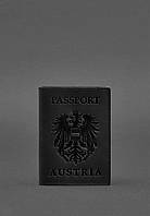 Кожаная обложка для паспорта с австрийским гербом черная Crazy Horse BlankNote DH, код: 8131804