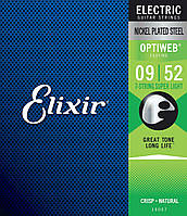 Струны для электрогитары Elixir 19007 Optiweb Nickel Plated Steel 7-String Super Light 9 52 UL, код: 6729402