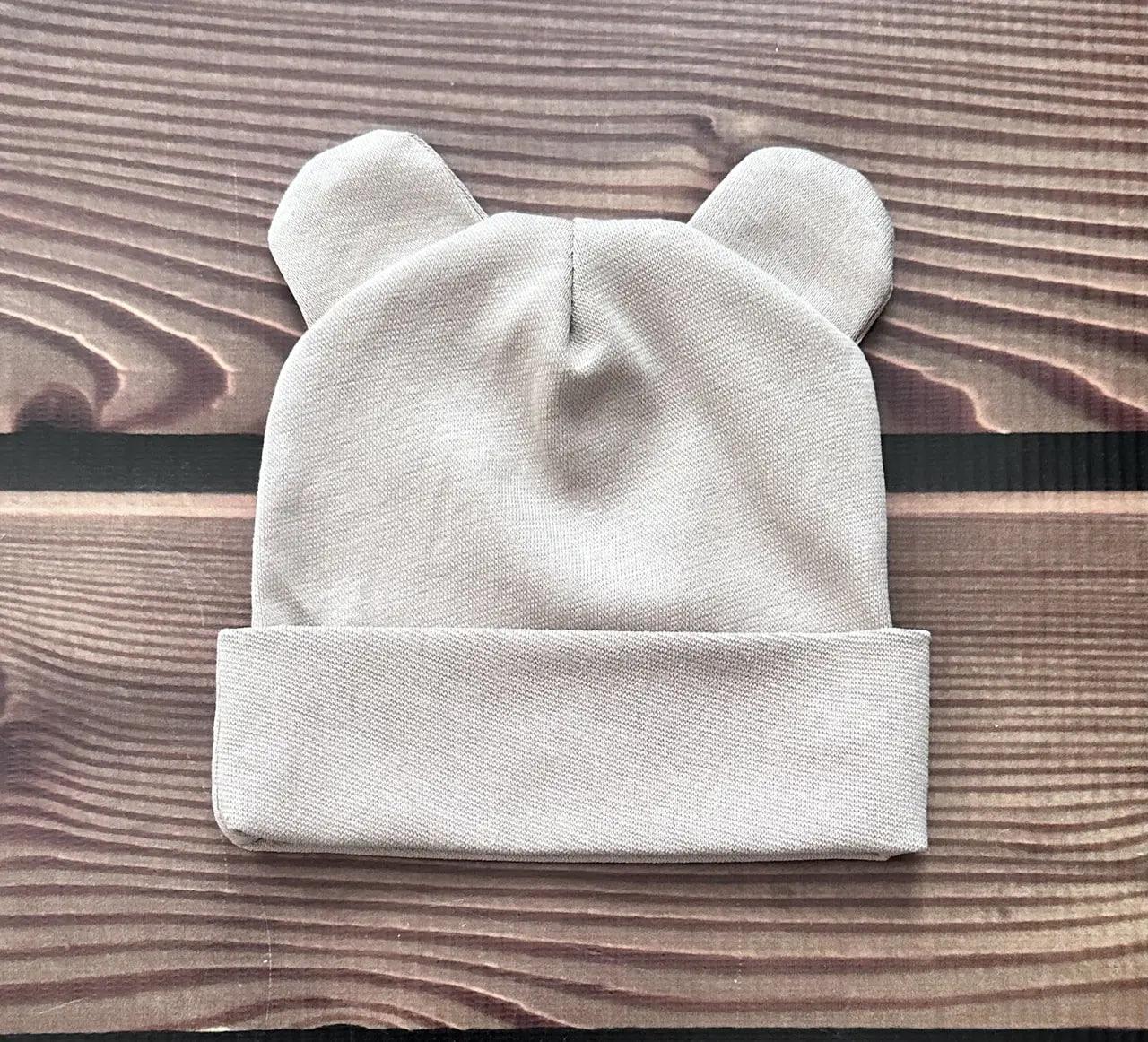 Шапочка дитяча з вушками зріст 56/62 см (об'єм 36 - 40 см) BST Капучино, фото 1