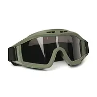 Тактические защитные очки маска Daisy со сменными линзами панорамные незапотевающие Олива GR, код: 8447239