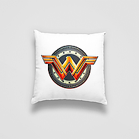 Подушка декоративная с принтом "Логотип Wonder Woman. Логотип Чудо-женщина" Push IT Белый Кавун П000745