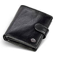 Вертикальное мужское портмоне из натуральной кожи на кнопке ST Leather B142 Черное, SAK