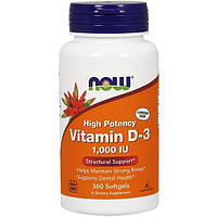 Вітамін D NOW Foods Vitamin D-3 1,000 IU 360 Softgels NX, код: 7518638