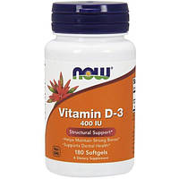 Вітамін D NOW Foods Vitamin D-3 400 IU 180 Softgels NX, код: 7518643