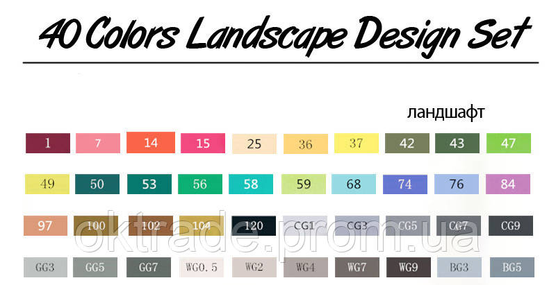 Маркеры для скетчинга TOUCHFIVE 40 цветов. Ландшафтный дизайн OD, код: 7891718 - фото 2 - id-p2159664851