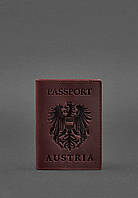 Кожаная обложка для паспорта с австрийским гербом бордовая Crazy Horse BlankNote PZ, код: 8131809