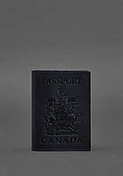 Кожаная обложка для паспорта с канадским гербом темно-синяя Crazy Horse BlankNote PZ, код: 8131814