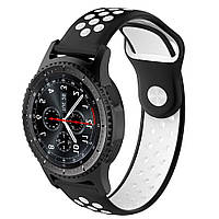 Ремешок силиконовый BeWatch для смарт-часов Samsung Gear S3 Черно-Белый (1020112.2) QT, код: 1033306