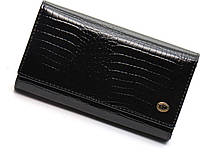 Черный лаковый кошелек с большой монетницей и блоком для карт ST Leather S9001A, SAK