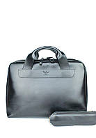 Кожаная деловая сумка Attache Briefcase черный The Wings z113-2024