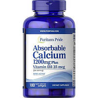 Микроэлемент Кальций Puritan's Pride Absorbable Calcium 1200 mg with Vitamin D 1000 IU 100 So MY, код: 7518780