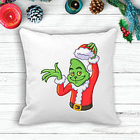 Подушка с новогодним принтом Гринч The Grinch Приветствует Белый Кавун П003594 z115-2024