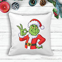 Подушка с новогодним принтом Гринч The Grinch "OK" Белый Кавун П003598 z115-2024