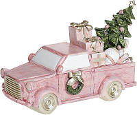 Статуэтка Розовый автомобиль с елью с LED подсветкой 15х6х9см DP69454 BonaDi IN, код: 8251456
