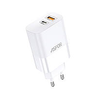 Сетевое зарядное устройство Aspor A851 Universal Travel Charge (USB USB-C 3A 65W)- белый BM, код: 8431289