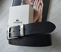 Кожаный подарочный набор Lacoste black кошелек и ремень Отличное качество