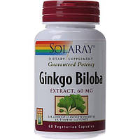 Гінкго білоба Solaray Ginkgo Biloba Leaf Extract 60 mg 60 Veg Caps SOR-03600 NX, код: 7519030