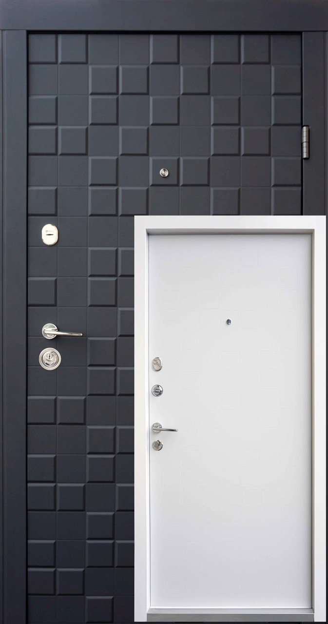 Двери входные в квартиру Онтарио двухцветная Ваш ВиД Софт черный/Белый супермат 860,960х2050х95 Левое/Правое - фото 2 - id-p2163174980