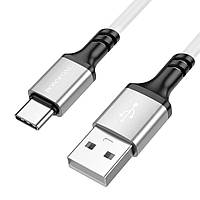 Кабель для зарядки и передачи данных Borofone BX83 Silicone USB на Type-C 1 m 3A White QT, код: 7814187