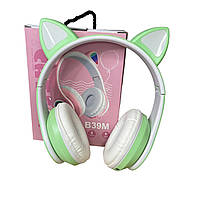 Наушники детские OPT-TOP Cat Ear В39М подсветка/FM-радио/MicroSD/Bluetooth мятный (1756375769) z118-2024