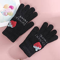 Зимние перчатки с клубничкой Jsstore Черные BM, код: 7430293