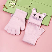 Зимние перчатки без пальцев Jsstore Котики Нежно-розовый BM, код: 7438126