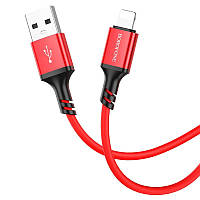 Кабель передачи данных Borofone BX83 Famous IP Silicone USB to Lightning 1 m 2.4A Красный NB, код: 8139357
