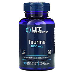 Таурин, Taurine, Life Extension, 1000 мг, 90 вегетаріанських капсул