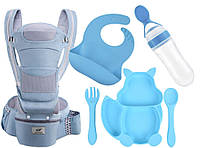 Хипсит эрго-рюкзак BabyCarrier 20 кг 6 в 1 Голубой тарелка форма белка Y9 приборы слюнявчик б MP, код: 7791647