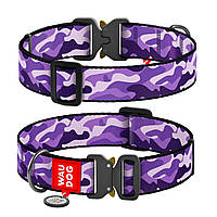 Ошейник для собак нейлоновый WAUDOG Nylon с Фиолетовый камо Металлическая пряжка-фастекс XXL UT, код: 7565137