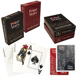 Пластикові карти для покеру Poker Stars 🃏/ 54 аркуші в колоді / 408-31