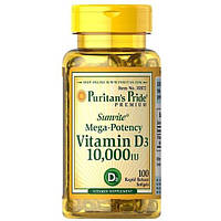 Вітамін D Puritan's Pride Vitamin D3 10,000 IU 100 Softgels PTP-35872 IN, код: 7518963