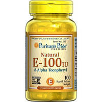 Вітамін E Puritan's Pride Vitamin E-100 IU 100% Natural 100 Softgels IN, код: 7518975