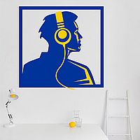 Виниловая интерьерная наклейка декор на стену обои и другие поверхности "Музыка DJ Ди-Джей" синий НС000873