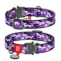 Ошейник для собак нейлоновый WAUDOG Nylon Фиолетовый камо Металлическая пряжка-фастекс Ш 15 м QT, код: 7564255