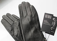 Женские кожаные перчатки "Stripes" подкладка вязка black Отличное качество
