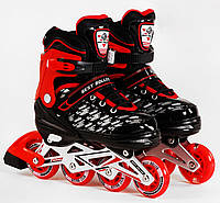 Роликовые коньки светящиеся PU колёса в коробке Best Roller 35-38 Red Black (116484) DH, код: 7538233