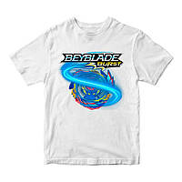 Футболка белая с принтом игры BeyBlade "Волчок Beyblade burst. Бейблэйд Юла" Кавун 5-6 лет ФП012179 z117-2024