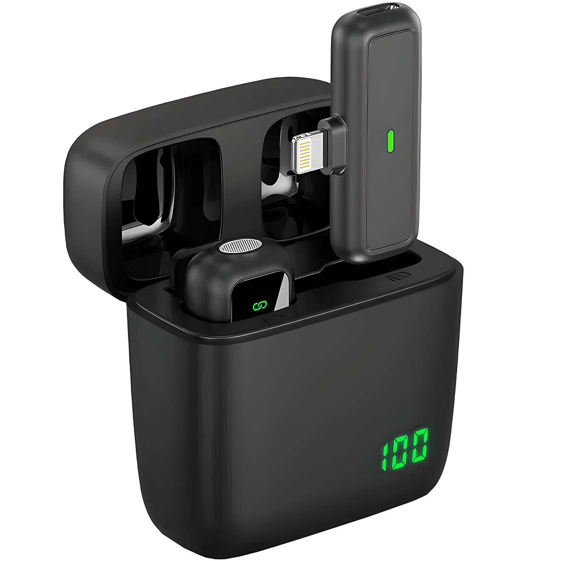 Бездротовий петличний мікрофон з зарядним кейсом Savetek P34 Lightning, петличка для Apple iPhone / iPad, до 20м