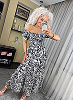 Стильна літня сукня. Вишукана сукня-сарафан. Легка жіноча сукня-міді з розрізом "Анжеліна" 42-50
