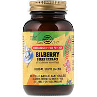 Комплекс для профілактики зору Solgar Bilberry Berry Extract 60 Caps SOL-04110 IN, код: 7519073