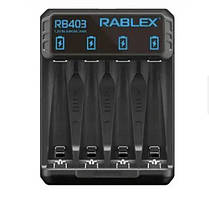 Зарядний пристрій для акумуляторів RABLEX RB 403 АААА FG, код: 8198859