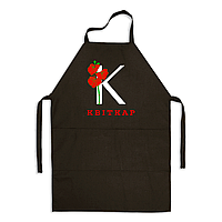 Фартук черный кухонный с принтом для флориста "К - квіткар. Красные маки" ФА000759 Кавун 68 см z117-2024