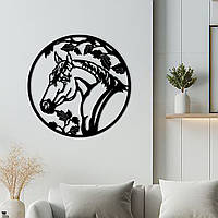 Деревянный декор для дома, черная картина на стену "Лошадь в Поле", декоративное панно 30x30 см