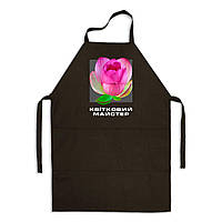 Фартук черный кухонный с принтом для флориста "Цветочный мастер. Розовый цветок" ФА000761 Кавун 68 см